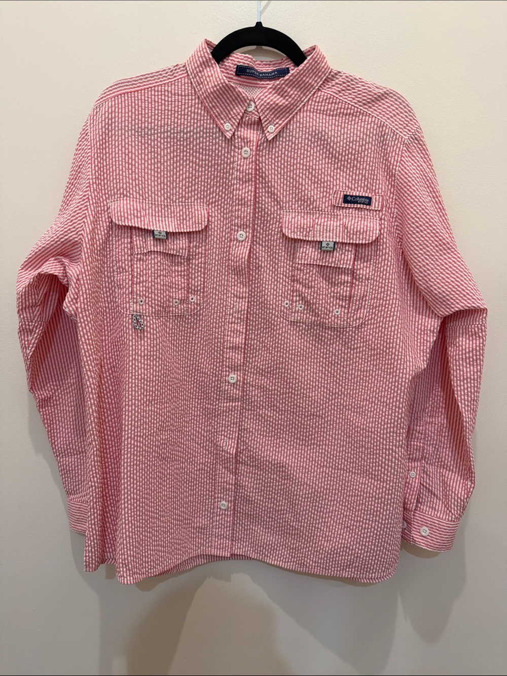 Columbia Pink Seersucker Button-Down Shirt